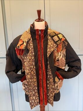 Women’s Winlet Patchwork Quilted Boho Jacket with Velvet Trim